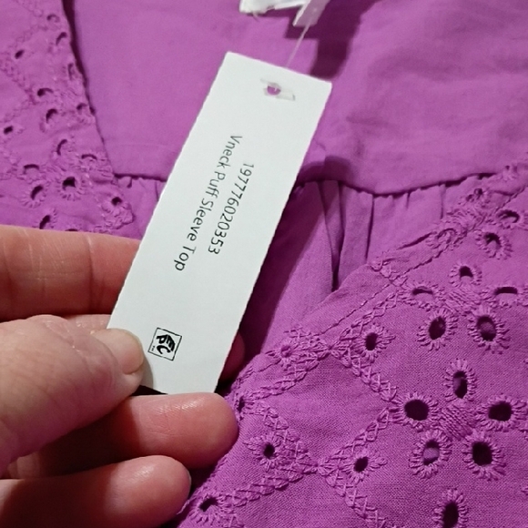 Draper James Vibrant Purple Eyelet Blouse - Picture 5 of 5